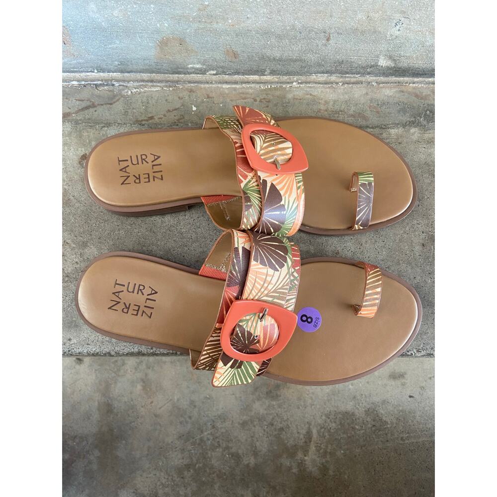 Naturalizer Finola tropical print toe loop flat slide sandal
